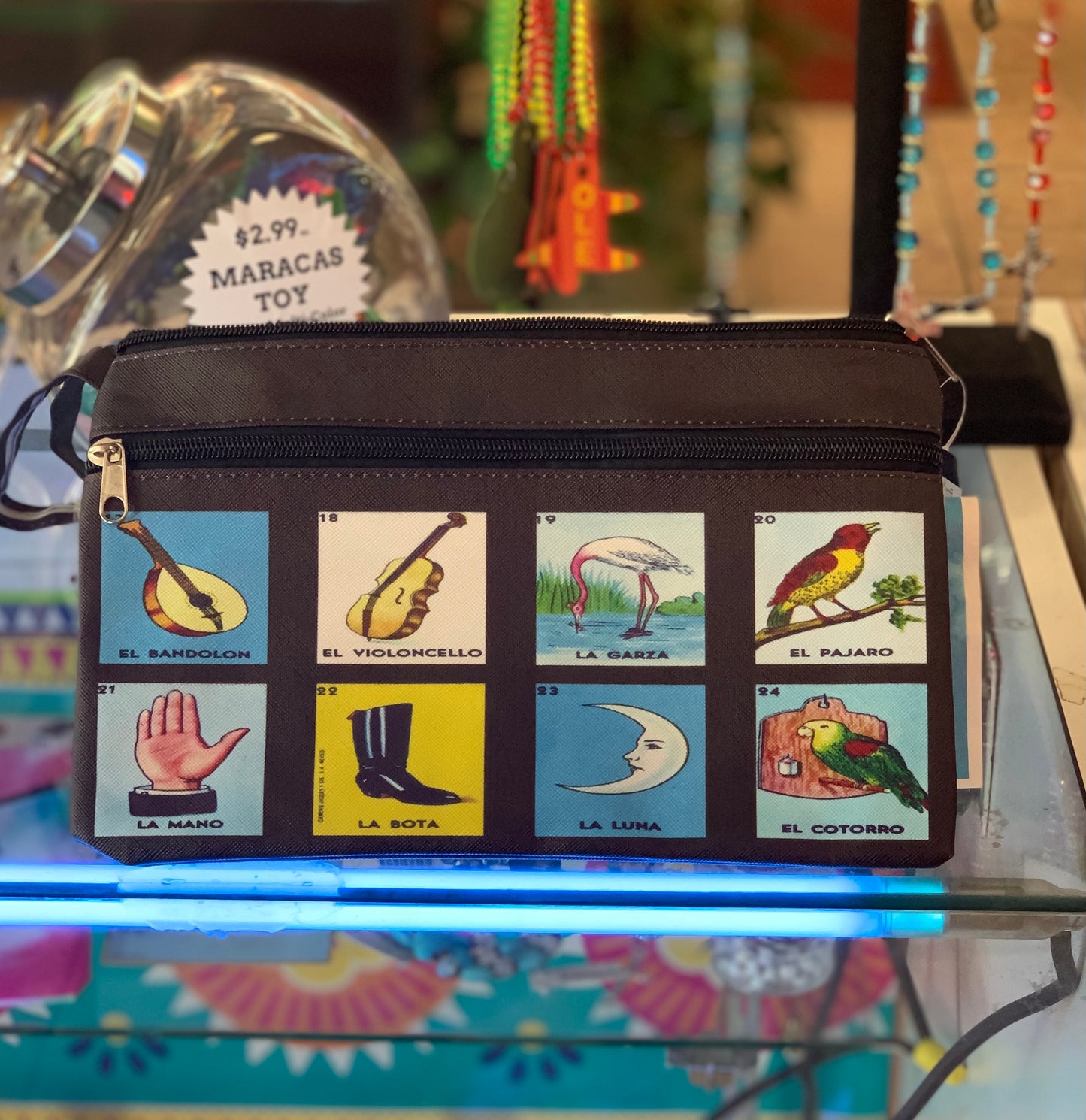 $3 Clearance Mexican Loteria Cosmetic Clutch Bag