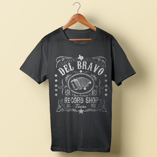Del Bravo Record Shop Label (Dark Heather Gray) T-Shirt DLB MERCH