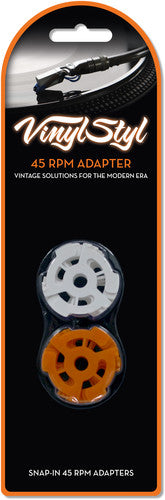 Vinyl Styl™ 7 inch 45 RPM Vinyl Record Adapter - Snap In - 10 Pack (Orange/White)