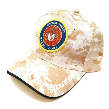 United States Marine Corps Desert Camo Seal Logo Hat _ Embroidered