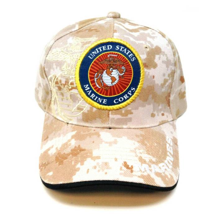 Sombrero con logotipo de sello de camuflaje del desierto del Cuerpo de Marines de los Estados Unidos bordado