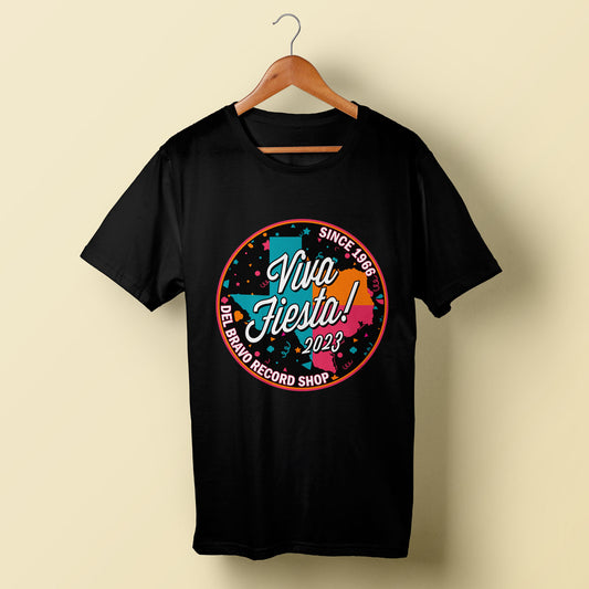 Viva Fiesta 2023 Del Bravo Record Shop Camiseta (Negro)