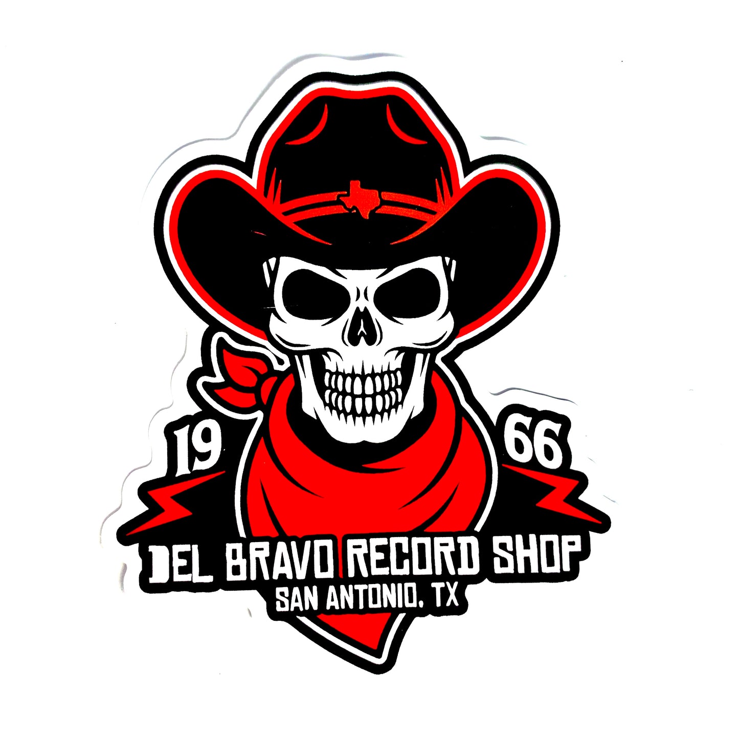 Del Bravo Record Shop Skeleton Sticker