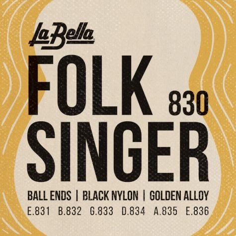 Cuerdas para guitarra clásica La Bella 830 Folk Singer Ball-End, juego completo