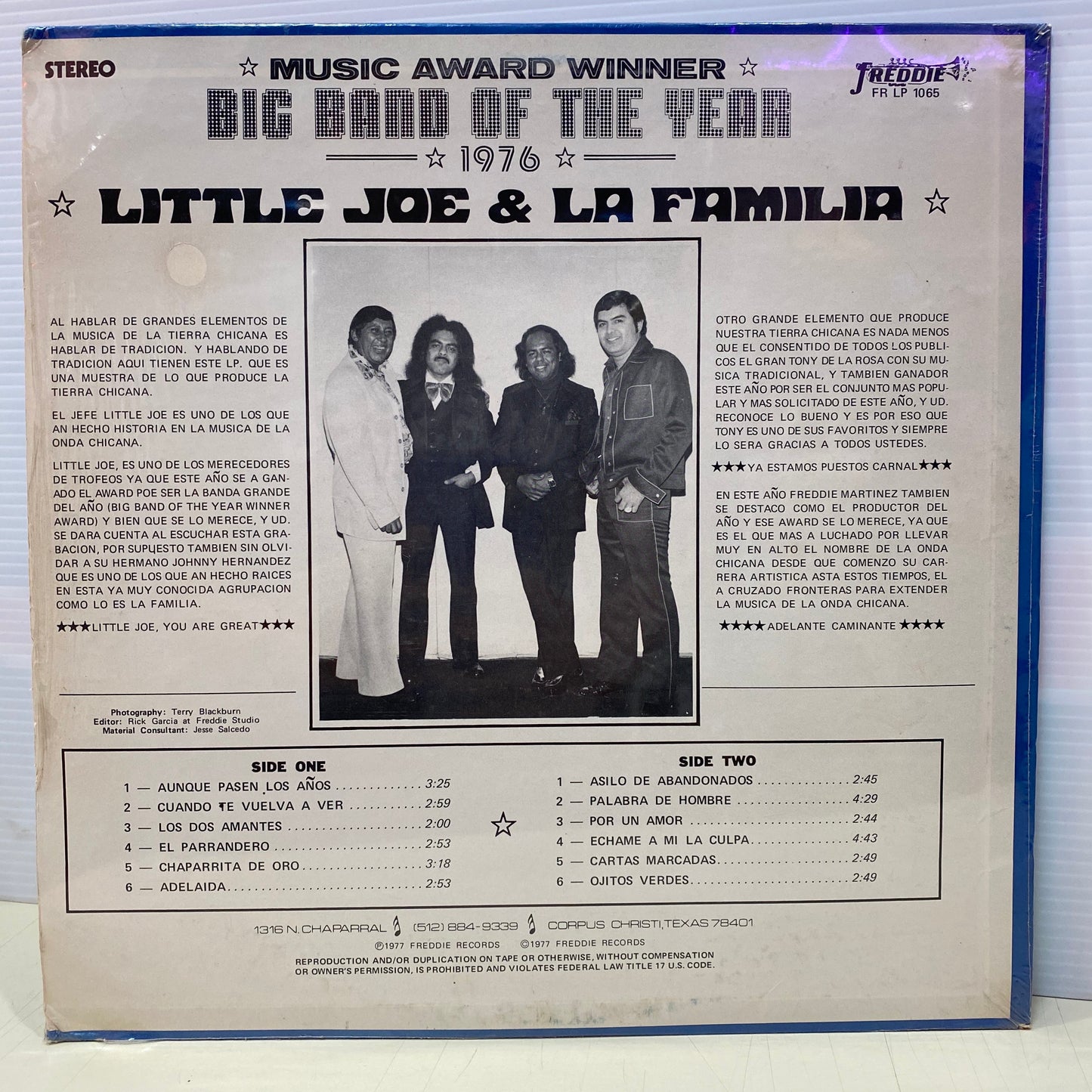 Little Joe Y La Familia - Music Award  Winner Big Band Of The Year 1976 (Open Vinyl)