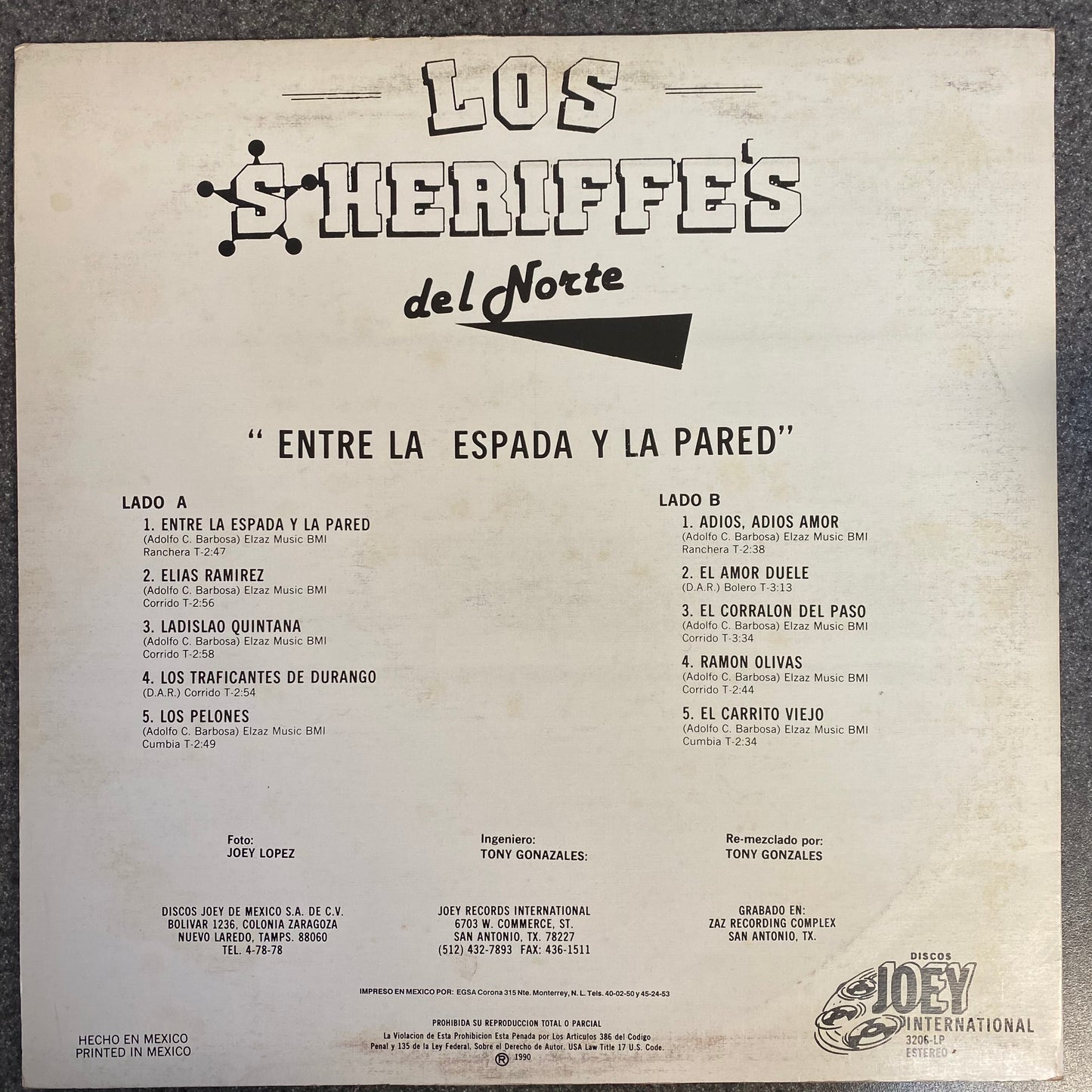 Los Sheriffe's Del Norte - Entre La Espada Y La Pared  (Vinyl)