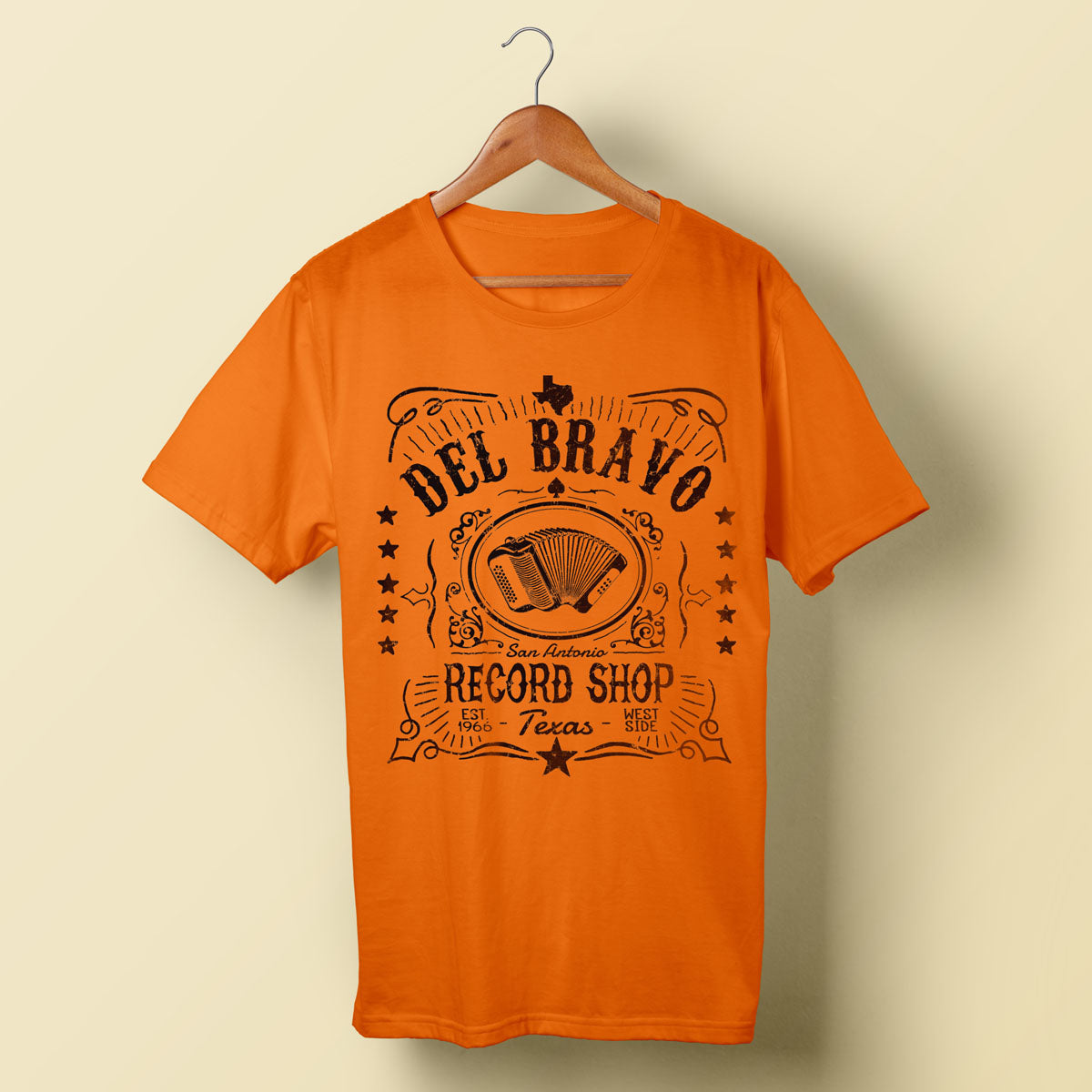Del Bravo Record Shop Label (Orange) T-Shirt DLB MERCH