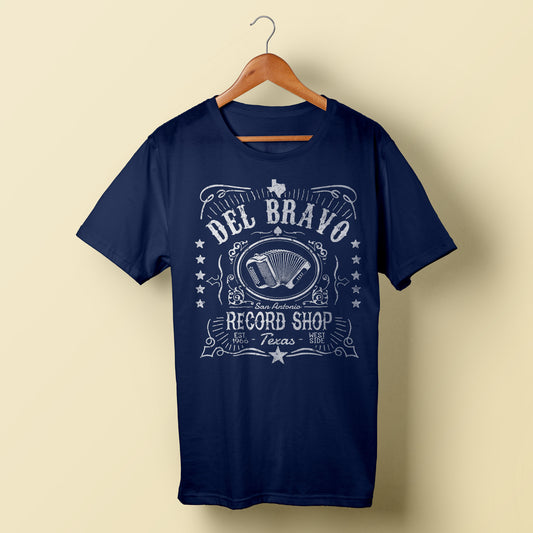 Del Bravo Record Shop Label (Navy) T-Shirt DLB MERCH