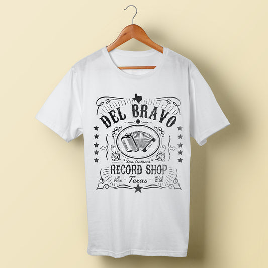 Del Bravo Record Shop Label (White) T-Shirt DLB MERCH